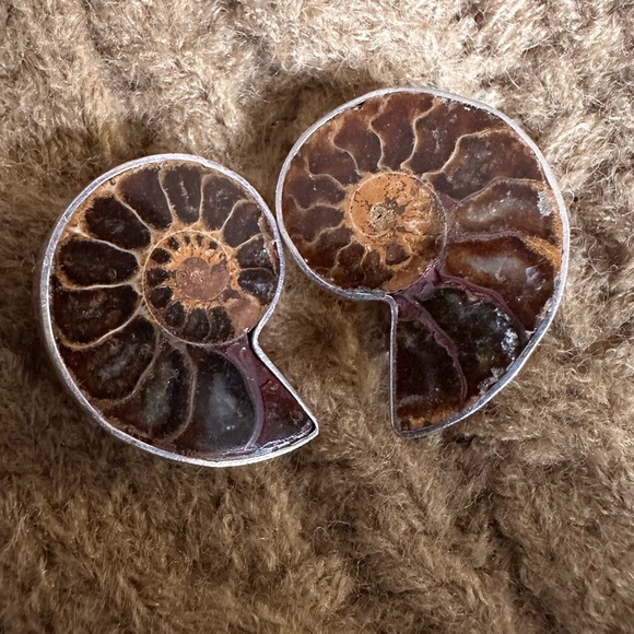 Amazing custom made Ammonite Fossil Jewelry Set with Citrine Accents - Picture 3 of 7